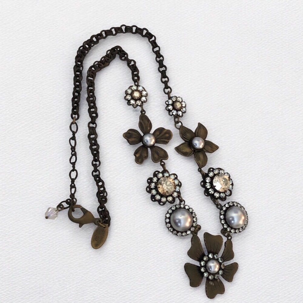 Liz Palacios Floral Rhinestone Statement Necklace